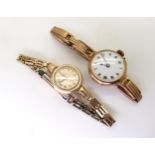 A 9ct gold ladies watch and strap both stamped 9ct, weight including mechanism 19.8gms, together