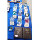 A collection of Caithness paperweights including Orchids, Secret Garden, Fantasy Orchid, Triple