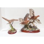 A Border Fine Arts group of Grouse, titled In Flight together with a Tawny Owl figure Condition