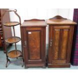 A lot of two assorted Victorian oak and walnut single door bedside cabinets and a mahogany and