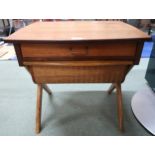 A mid 20th century Norwegian O.P. Rykken & Co sewing table, 52cm high x 54cm wide x 45cm deep