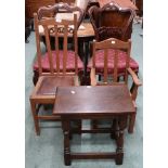 A pair of Victorian rosewood balloon back parlour chairs,two assorted oak framed child's chairs