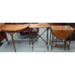 A 20th century mahogany bow front hall table, Edwardian mahogany drop leaf occasional table and