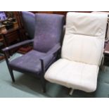 A mid 20th century open armchair and a mid 20th century swivel chair (2) Condition Report: