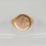 An 18ct gold signet ring, hallmarked Birmingham 1853, finger size N1/2, weight 8.2gms  Condition