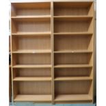 A pair of contemporary five shelf open bookcases, 202cm high x 80cm wide x 28cm deep (2) Condition