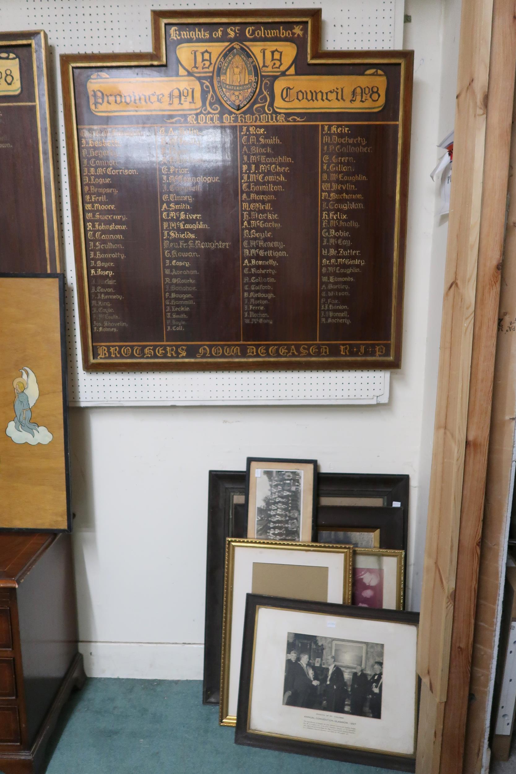 A lot to include Knights of St Columba roll of honour boards, squire section board for most - Image 3 of 5