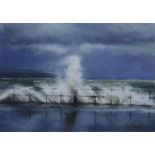 NICOLA DOULL THE PIER Acrylic on board, signed lower right, 17 x 22cm Condition Report:Available