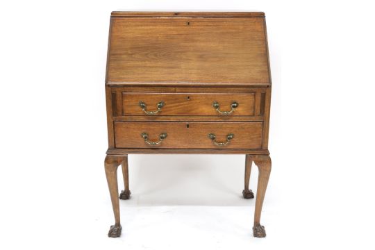 A 20th century mahogany fall front writing bureau on ball and claw supports, 99cm high x 70cm wide x - Image 1 of 3