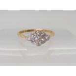An 18ct gold vintage diamond cluster ring, set with estimated approx 0.45cts, finger  size M, weight