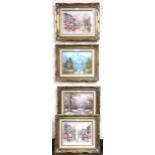 A lot of four gilt framed oils on canvas (4) Condition Report:Available upon request