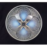 A Lalique Coquilles pattern opalescent and clear glass bowl decorated with shells, wheel cut
