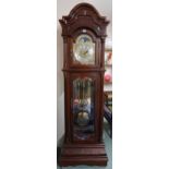 A 20th century mahogany cased  longcase clock with arched brass and silvered dial bearing Arabic