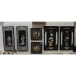 Four framed geisha panels and two further panels Condition Report:No condition report available.