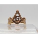 A 9ct gold Masonic ring, size S, weight 7.5gms Condition Report:Available upon request