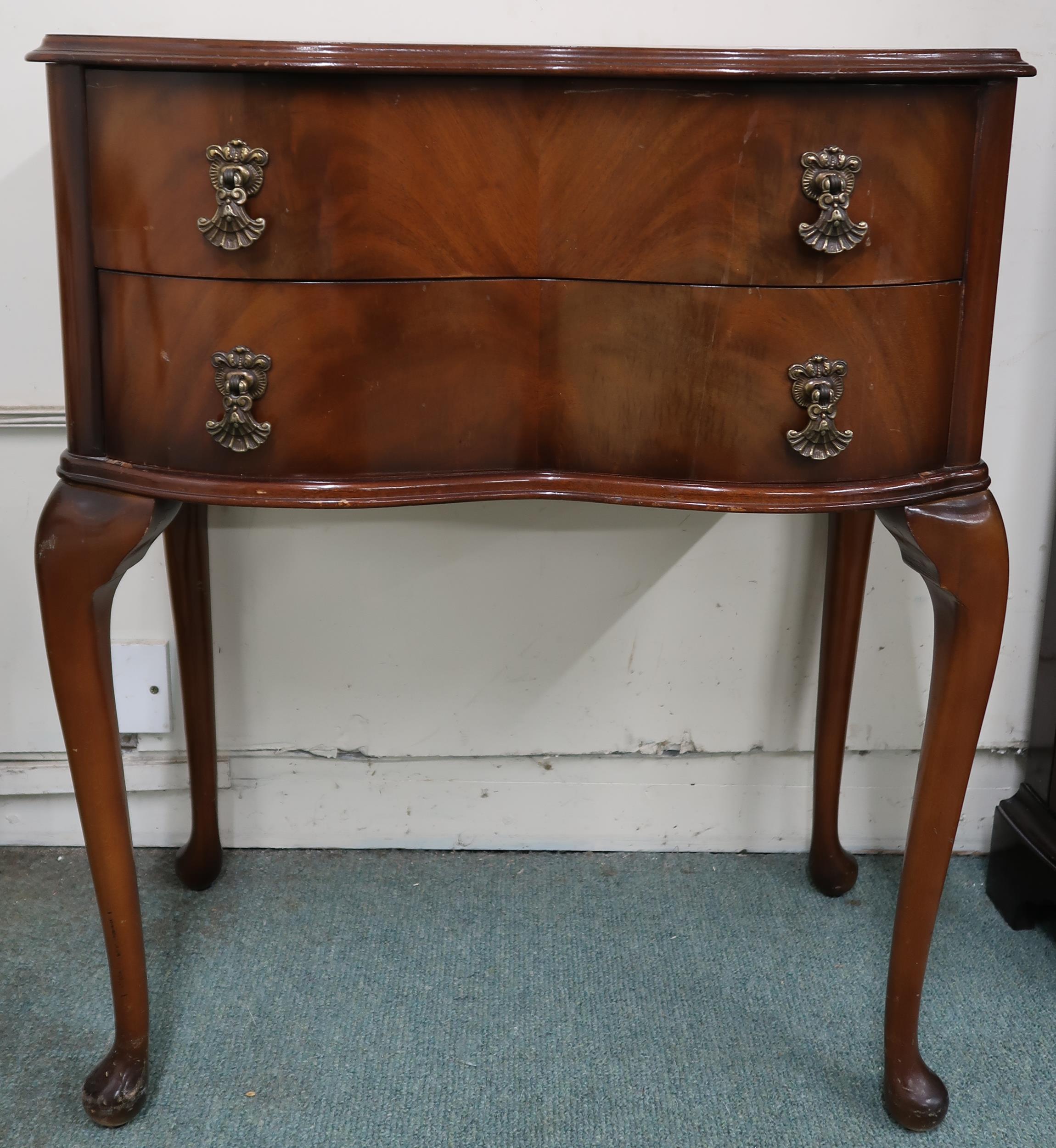 A lot to include Victorian upholstered tub chair, two drawer occasional table and a mahogany - Image 6 of 7