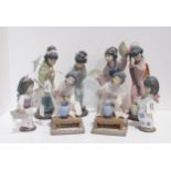 Four Lladro geishas, together with four other Lladro Geisha figures Condition Report:Available