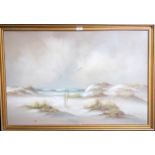 A gilt framed oil of canvas of a sea shore signed, C Meltan Condition Report:Available upon request