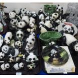 A collection of panda figures including Brookes and Bentley, Leonardo, Wade and other Condition