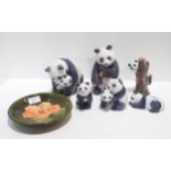 Six Royal Copenhagen figures of Pandas including models 666, 662, 663, 667, 665 and 664 together