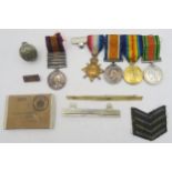 A BOER WAR/WW1/WW2 GROUP OF FIVE Comprising Queen's South Africa Medal (renamed) with four clasps (