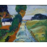 *WITHDRAWN* GORDON COCKBURN (SCOTTISH 1944-2022) OLD SMITHSON FARM Oil on canvas, 42 x 48cm