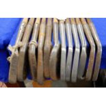 Twelve various hickory shaft golf irons, with makers to include George Forrest of North Berwick,