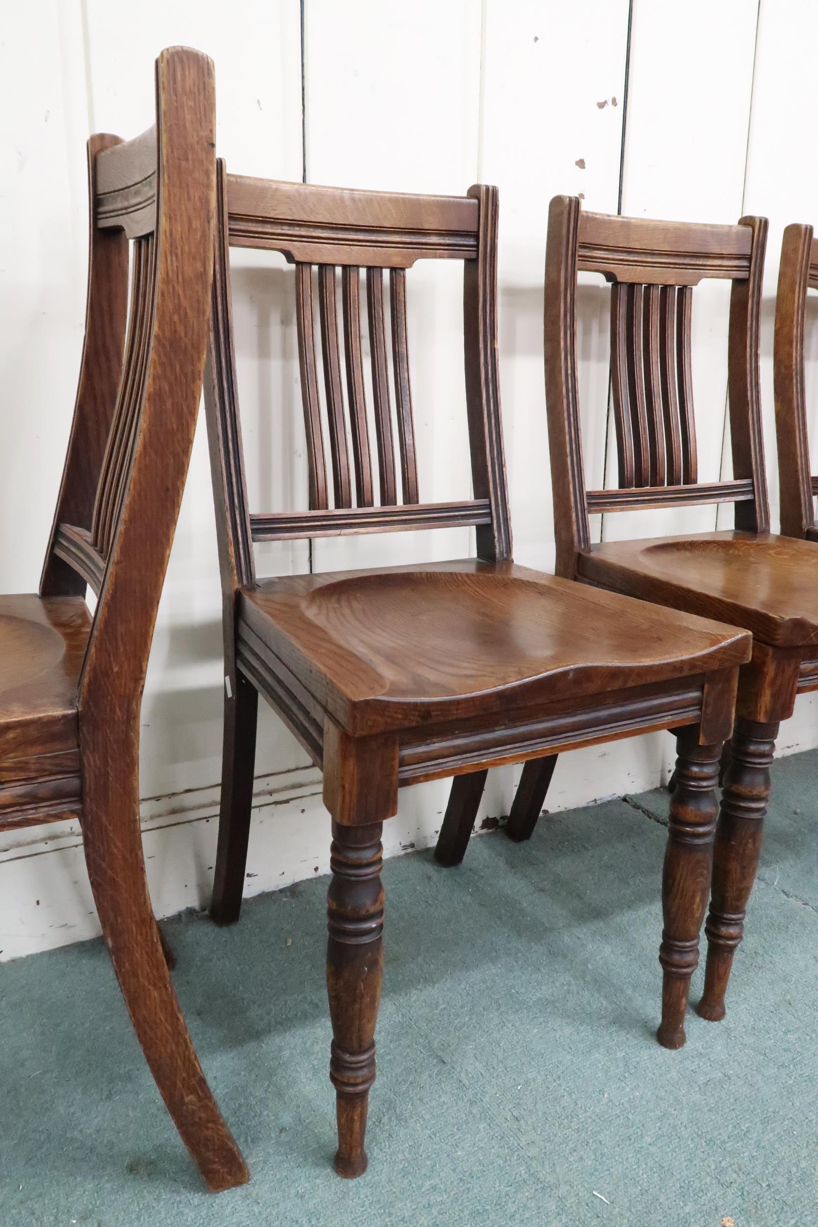 A lot of four Victorian oak dining chairs with shaped seats on turned front supports, 92cm high ( - Image 5 of 5