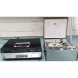 A lot comprising His Masters Voice portable turntable and Sanyo Betacord video cassette recorder