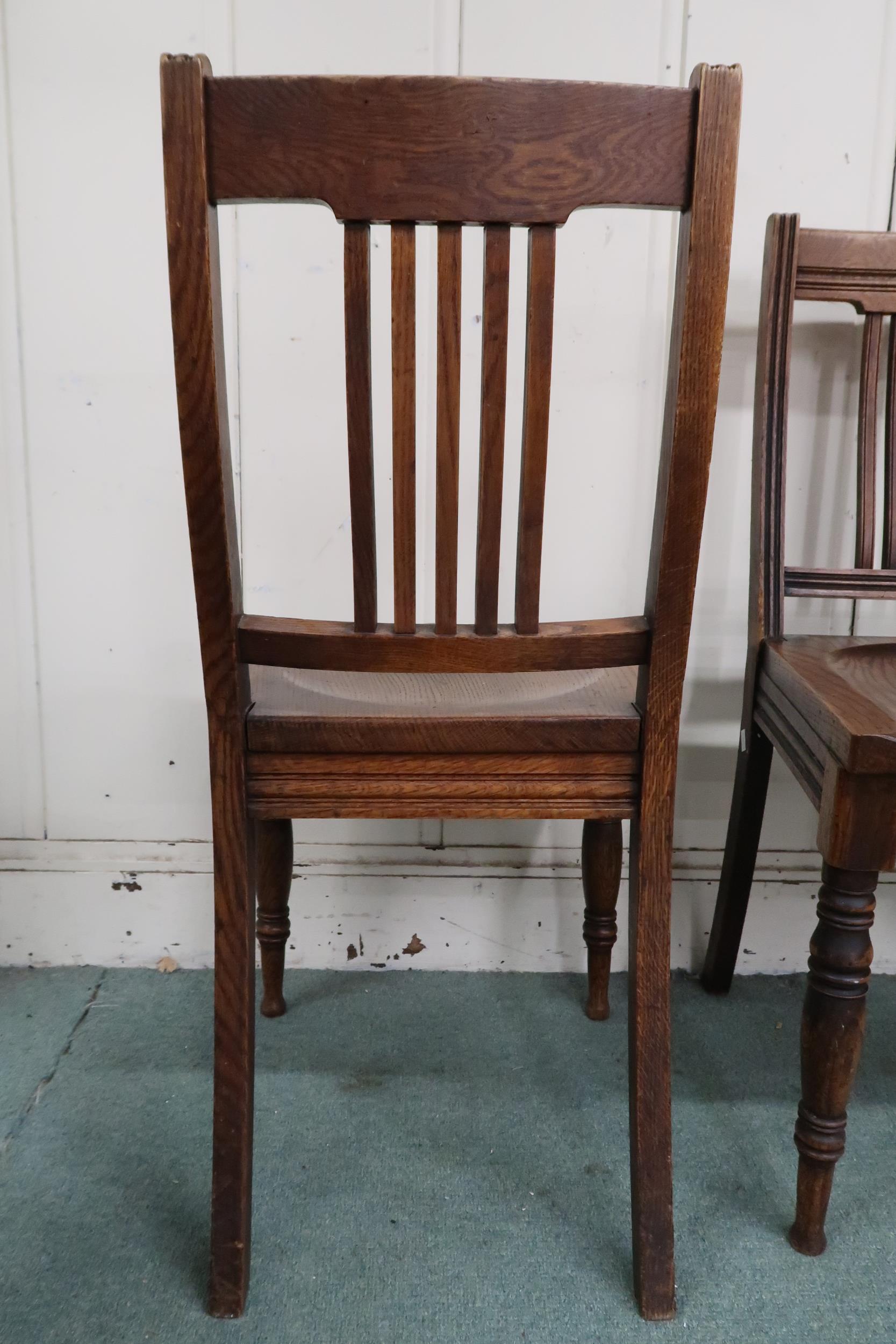 A lot of four Victorian oak dining chairs with shaped seats on turned front supports, 92cm high ( - Image 4 of 5