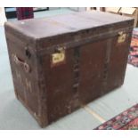 An early 20th century metal bound travel chest, 63cm high x 87cm wide x 47cm deep Condition Report: