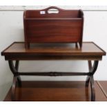 A 20th century mahogany rectangular topped occasional table on crossed supports and a mahogany