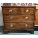 A Victorian mahogany two over two chest of drawers on bracket base, 87cm high x 91cm wide x 51cm