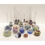 A collection of millefiori glass paperweights including John Deacons at St. Kilda Glass,