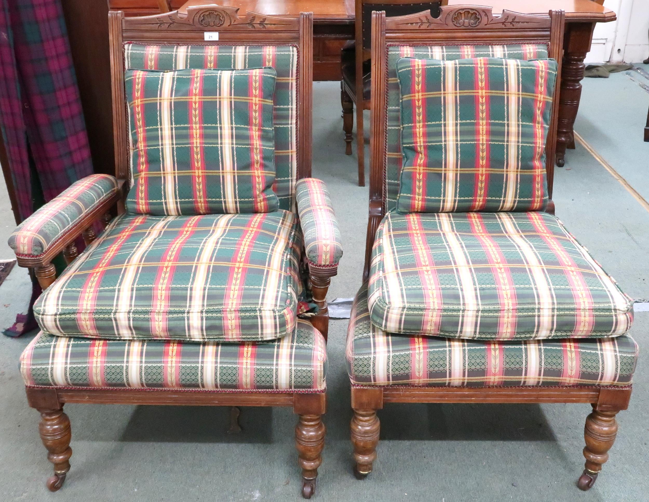 A Victorian mahogany open armchair, 97cm high x 72cm wide x 78cm deep and accompanying nursing