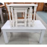 A 20th century white painted nest of three tables and a painted coffee table (2) Condition Report: