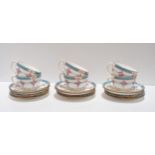 A set of six Minton Blue Starline trios, pattern B838 Condition Report:No condition report