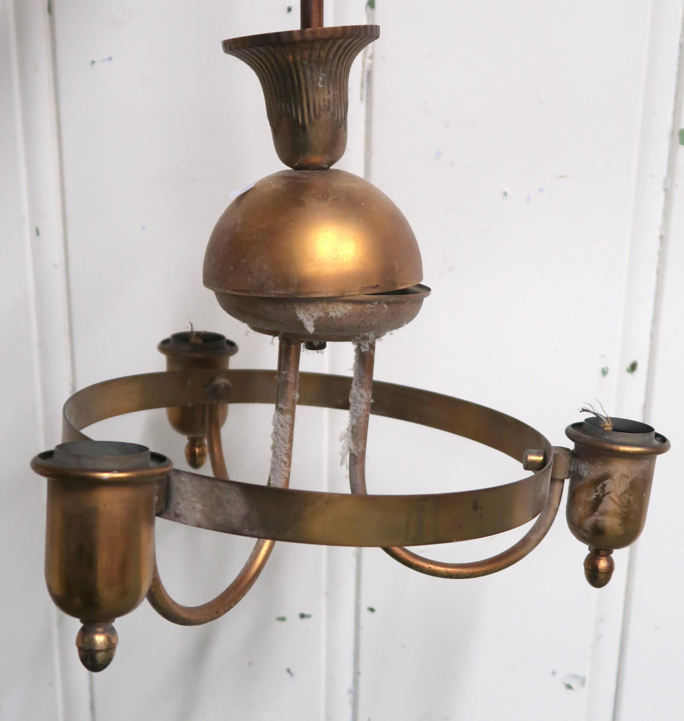 A 19th century brass adjustable standard lamp converted to electric with scroll decoration to - Image 6 of 6