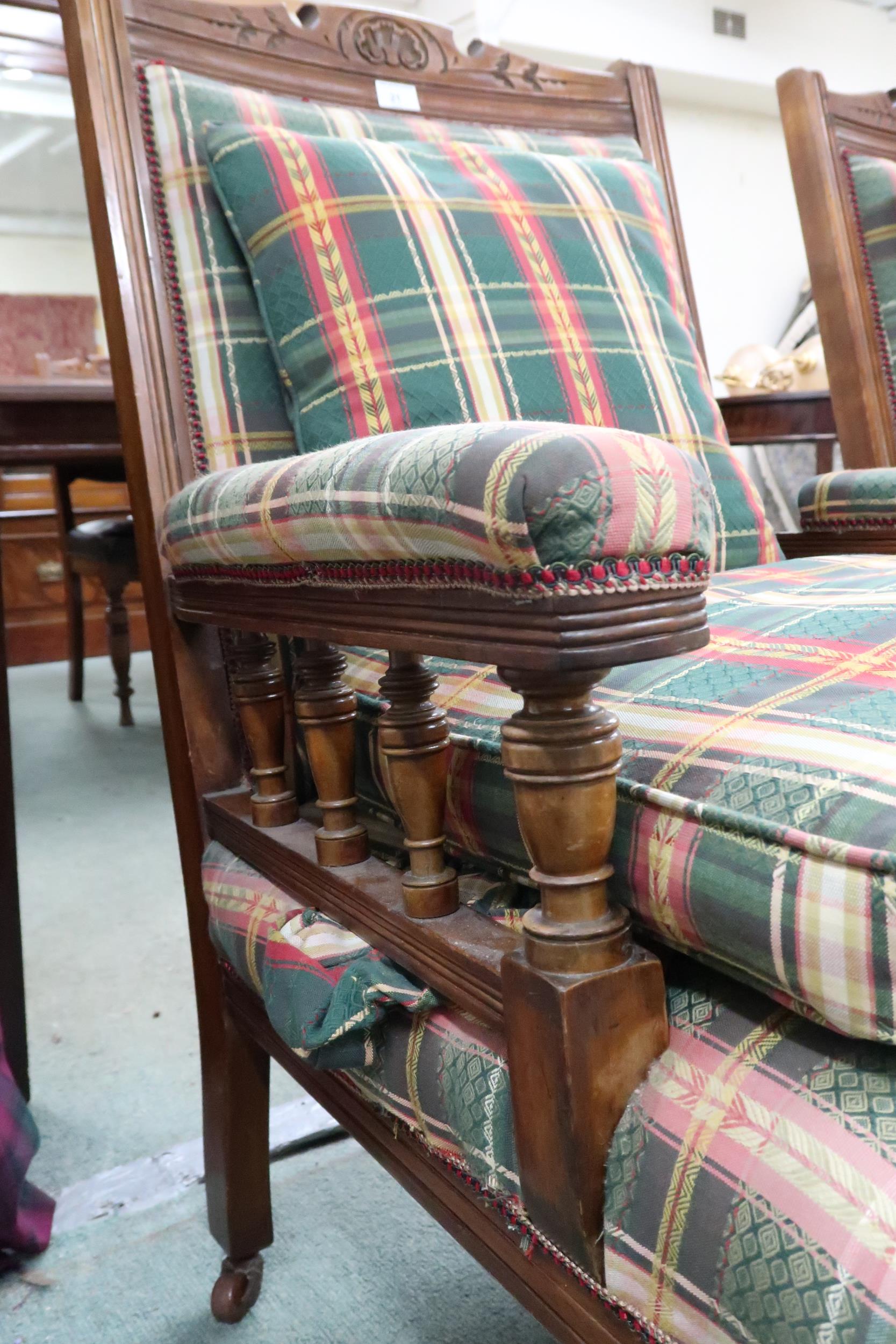 A Victorian mahogany open armchair, 97cm high x 72cm wide x 78cm deep and accompanying nursing - Image 7 of 8