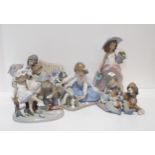 Five Lladro figures including Big Sister, no 5735, Try this one , no 5361 etc Condition Report:In