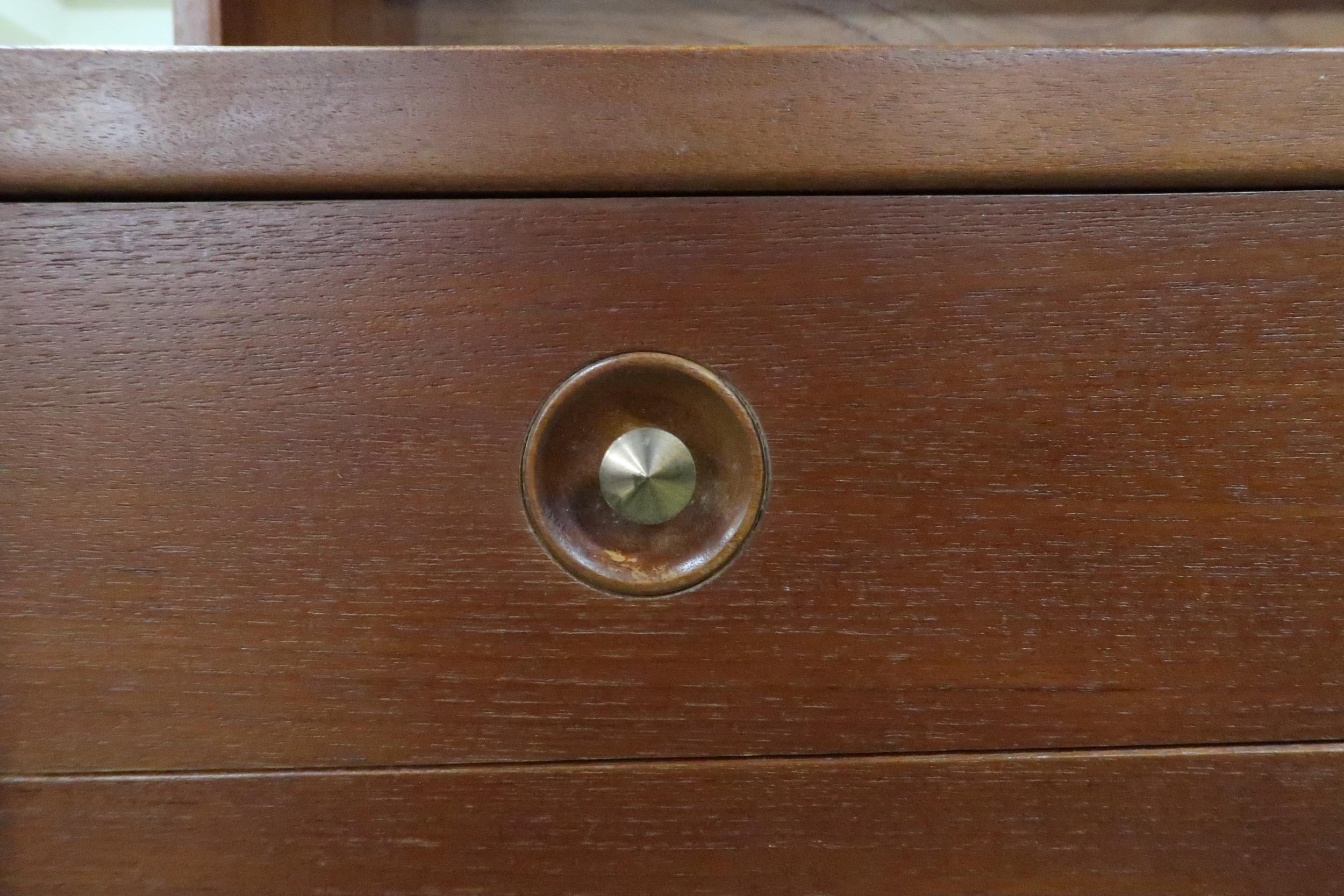 A mid 20th century teak open bookcase with three shelves over three drawers, 166cm high x 92cm - Image 3 of 5