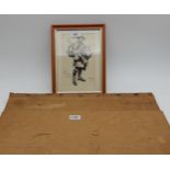 An original sketch of a WW1 British soldier titled "The Finest Military Costume", signed "F.