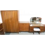 A mid 20th century teak Bath cabinet makers limited Bath London three piece bedroom suite