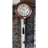 A Victorian mahogany Wag at tha Wa wall clock with painted dial bearing Roman numerals Condition