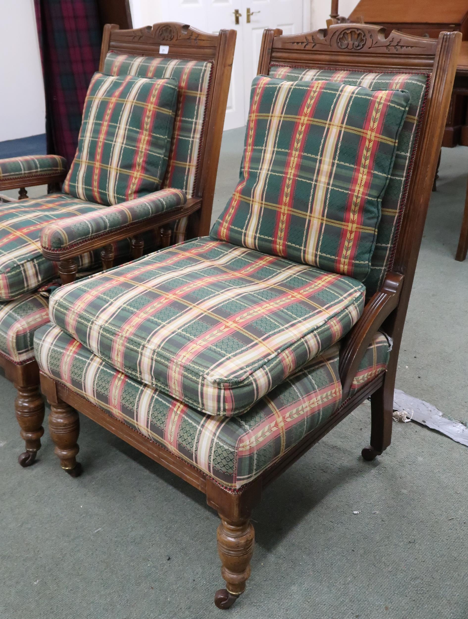 A Victorian mahogany open armchair, 97cm high x 72cm wide x 78cm deep and accompanying nursing - Image 3 of 8