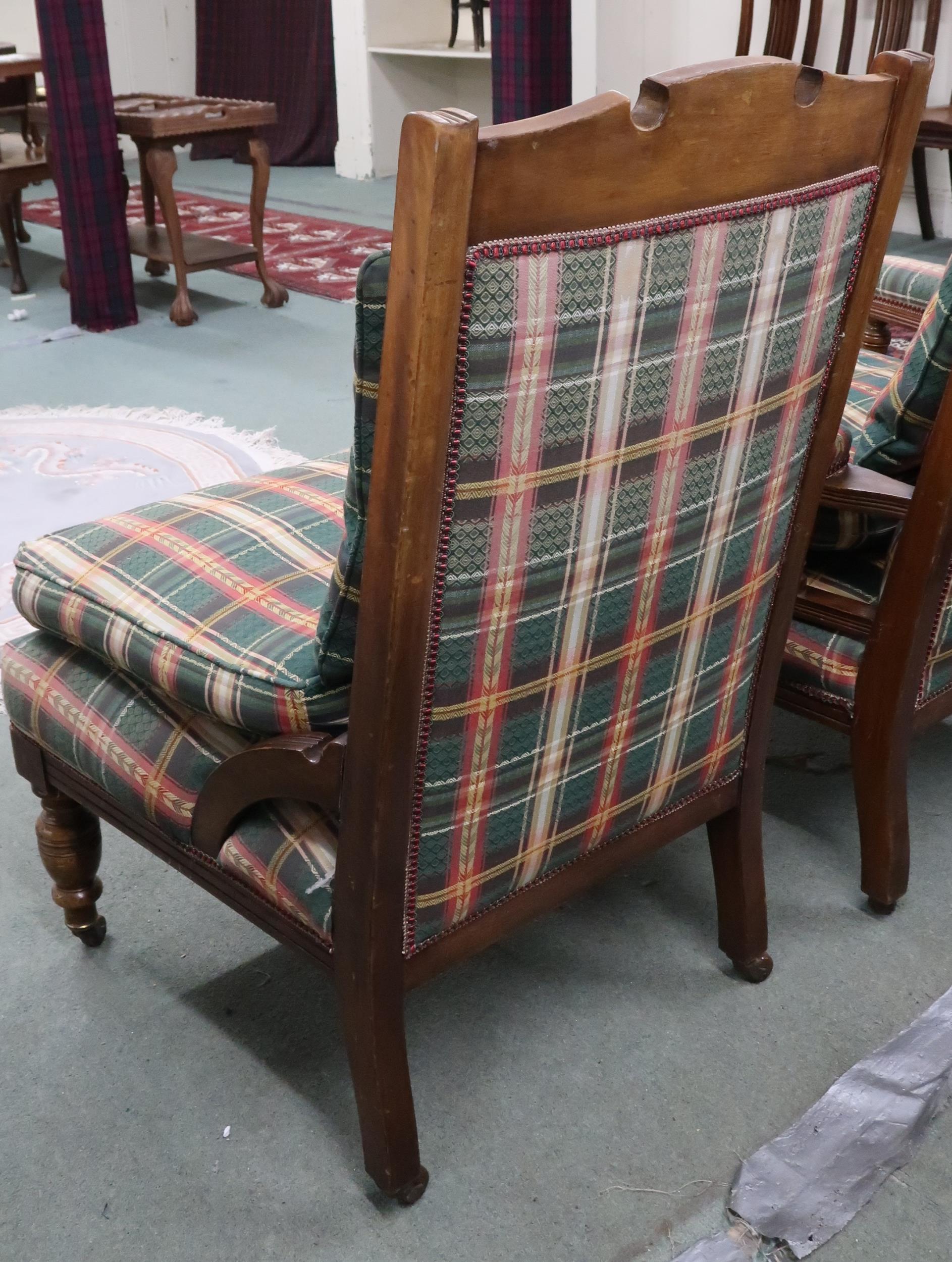 A Victorian mahogany open armchair, 97cm high x 72cm wide x 78cm deep and accompanying nursing - Image 4 of 8