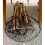 A quantity of fishing tackle, comprising a brass "Trinity" telescopic gaff by John Dewar, a brass-