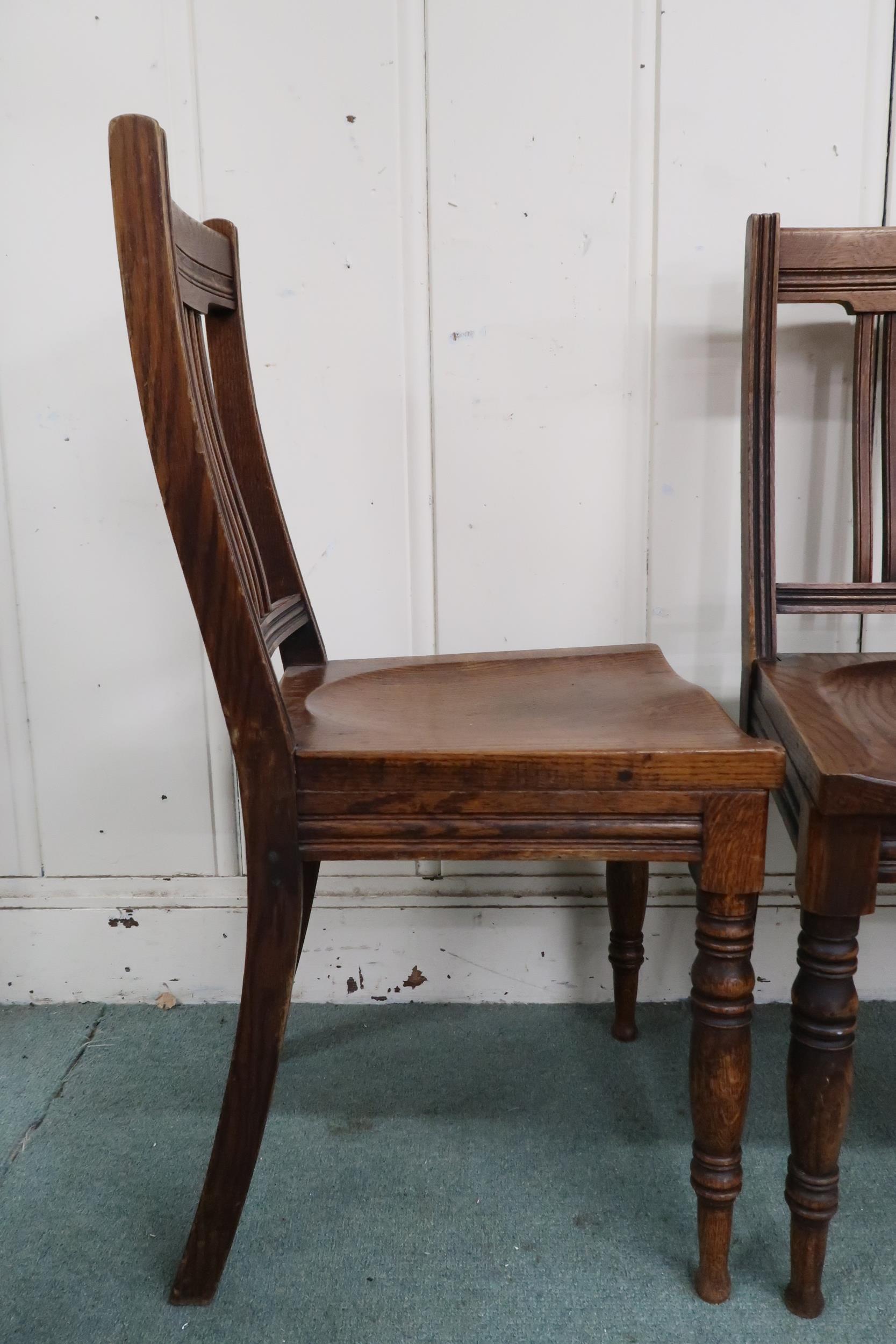 A lot of four Victorian oak dining chairs with shaped seats on turned front supports, 92cm high ( - Image 3 of 5