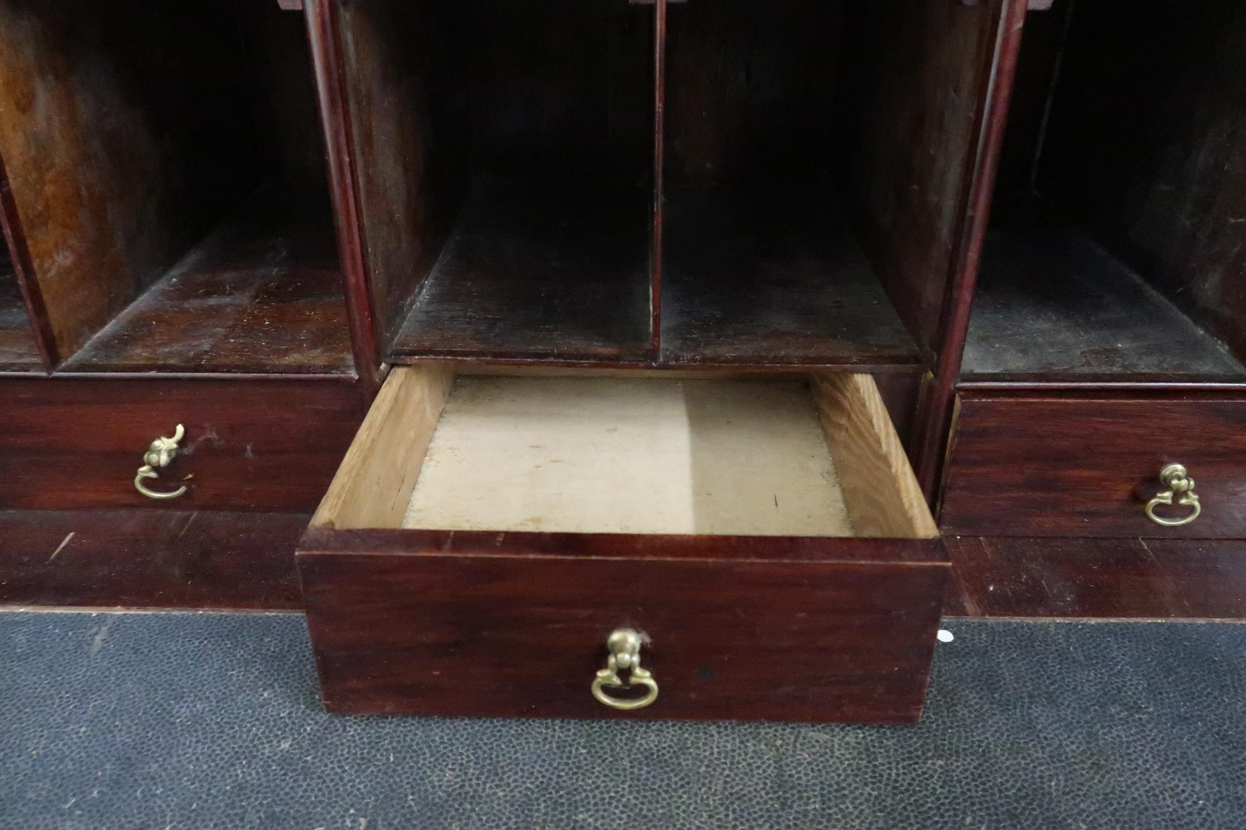 An early 20th century mahogany bureau with fitted fall front writing compartment over two short over - Image 6 of 6