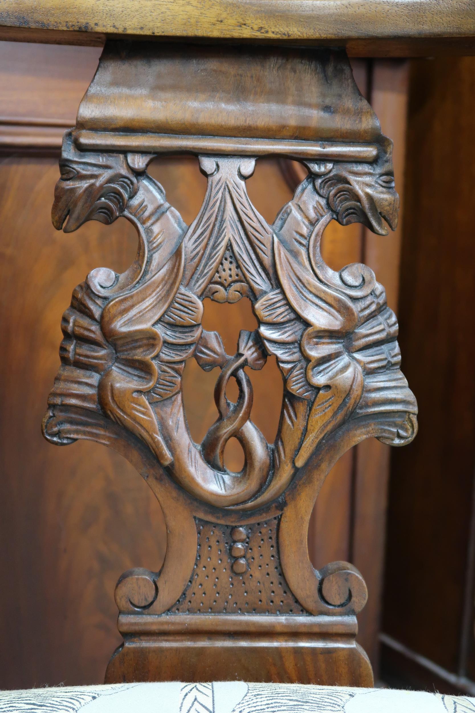 A 20th century walnut corner chair with shaped back over carved pierced splats joined to seat with - Image 4 of 8